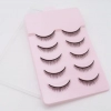 Realistic 5Pairs Fashionable Beauty Cross Short False Eye Lashes Artificial Fiber Fake Eyelashes Comfortable for Ladies 