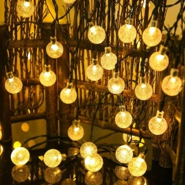 1 Pack 12M 100 LED Crystal Globe Solar String Lights, Waterproof Solar Outdoor Lights, Garden Tree Patio Party Christmas Decor